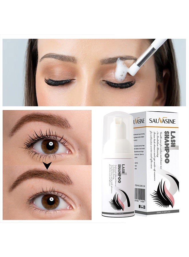 SAUVASINE Lash Shampoo, Eyelash Extension Cleanser, Lash Extensions Shampoo For Eyelash Care, Calm And Oil Balancing Eyelash Extension Shampoo For Salon And Home Use 30ML - Image 1